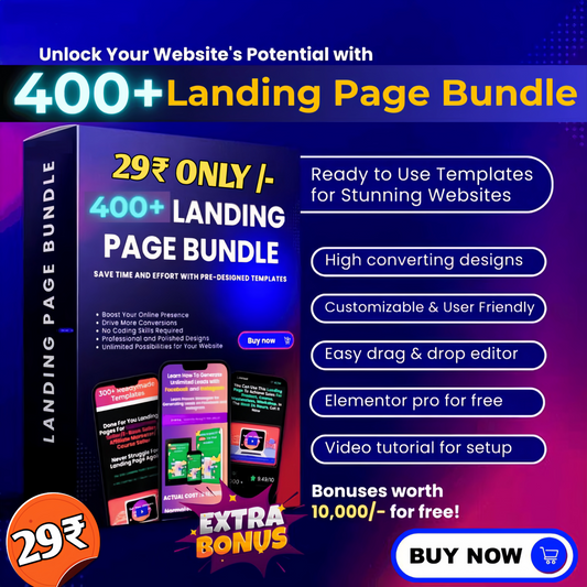 "400+ Landing Page Bundle – Create Stunning Websites Effortlessly!"₹29